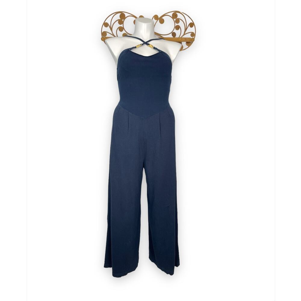 Vintage Sessa Stretch Wide leg Jumpsuit Black L